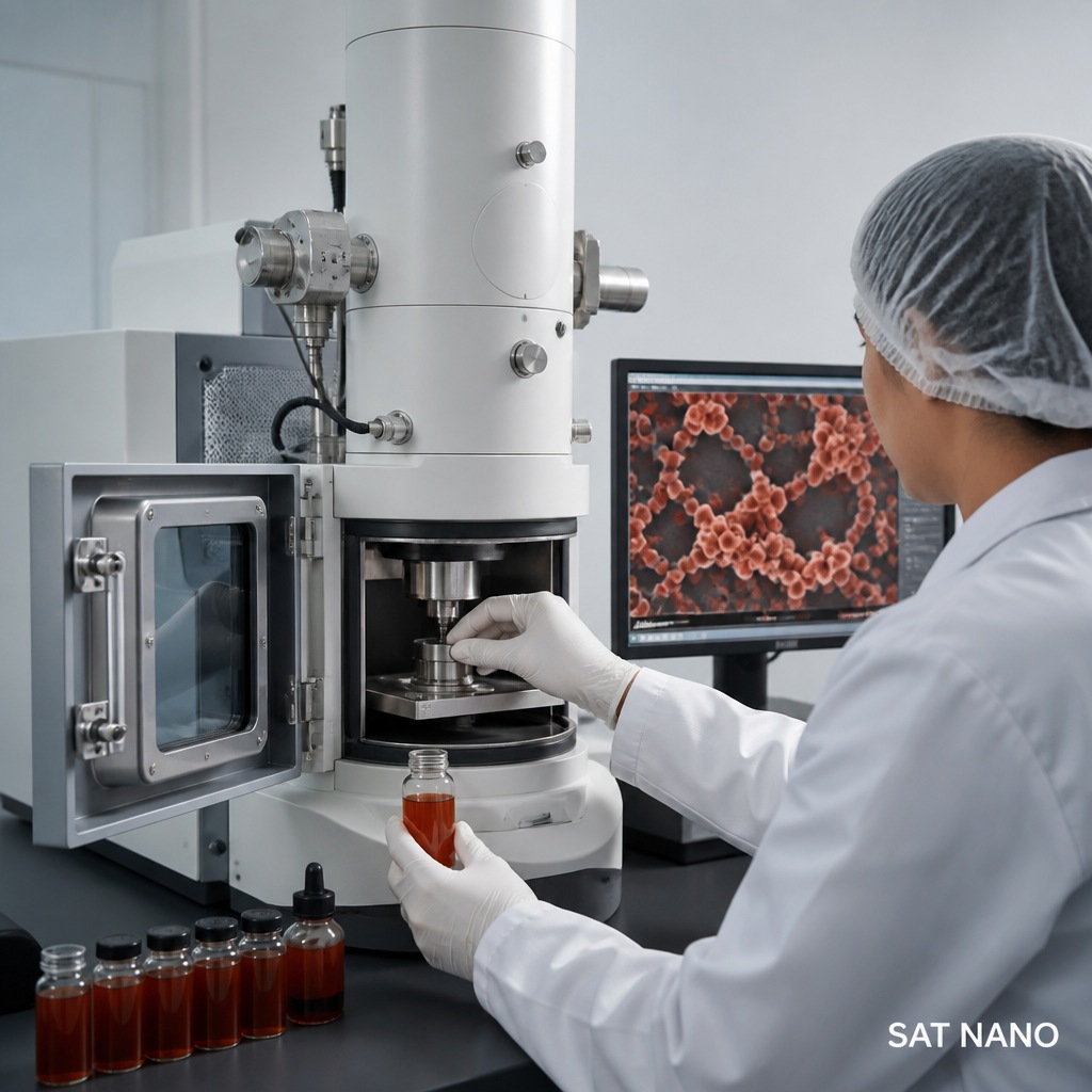 Disperzija nanopraha Fe₂O3 (željezov(III) oksid) i promatranje elektronskom mikroskopijom — radni protokol